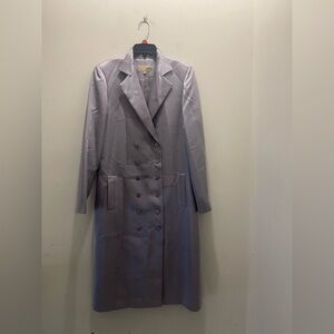 bill blass Silk Double-Breasted Trench Coat Jacket in Lavender